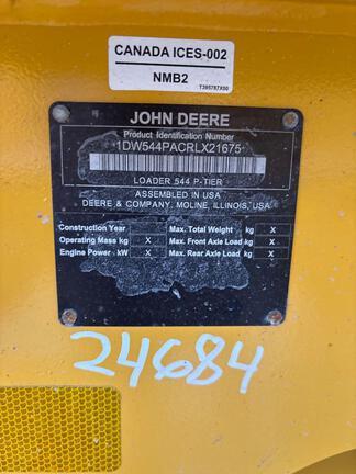 544 P-TIER 4WD LOADER - Cab w/ AC, Joystick Controls; 20.5 Tires; General Purpose Bkt; Options: Rear Camera