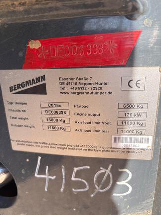 2022 Bergmann C815S COMPACT ART 4X4 WHEEL SWIVEL-TIP DUMPER - Cab w/ AC; 4X4; Options: Rear Camera