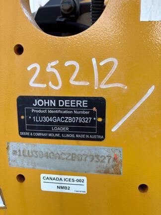 2023 John Deere 304 G FOUR WHL DRIVE LOADER - Cab w/ AC; General Purpose Bkt; 405/70R20 Tires; Options: Ride Control