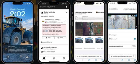John Deere Operations Center mobile showing SmartDetect Digital reporting capabilities.