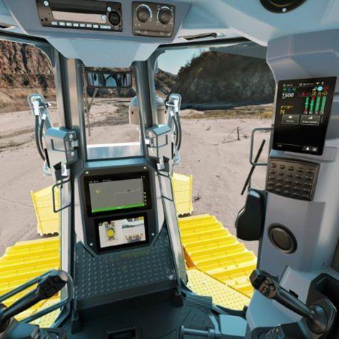 John Deere 850 P-Tier dozer cab interior equipped with Advanced Vision and SmartGrade™