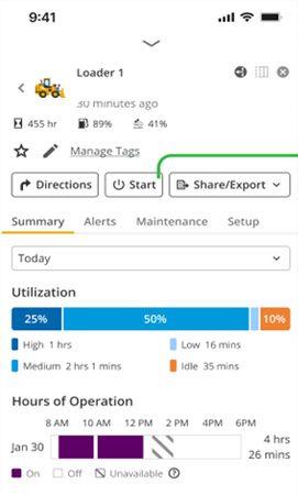 Remotely start the machine through John Deere Operations Center mobile app