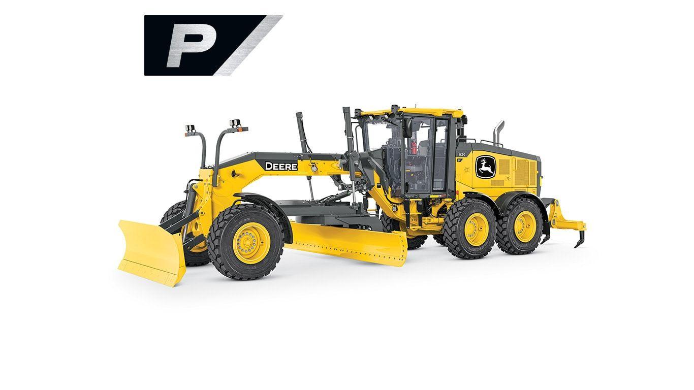 620 P-Tier motor grader on white background.