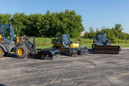 BA96C angled broom, BP84C Pick-Up Broom, and BP84C Pick-Up Broom attachments