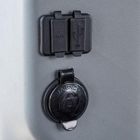 Additional 12V accessory outlet, USB, and auxiliary port
