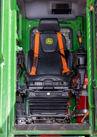 Premium leather seat in a skidder cab