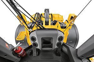 View of the front of the loader from the seat