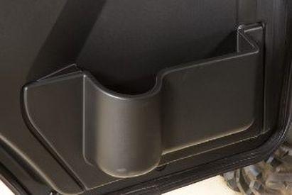Cab door cup holder and pocket