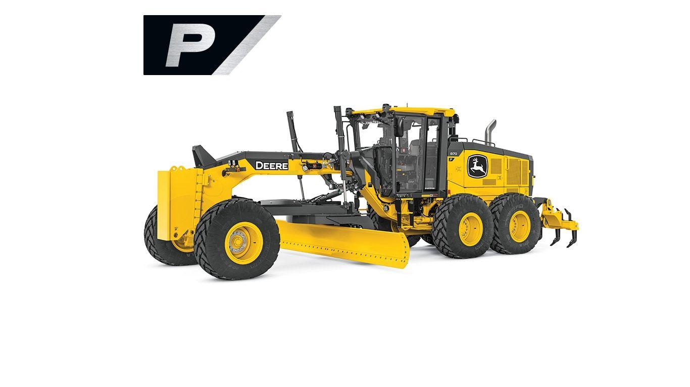 870 P-Tier motor grader on white background.