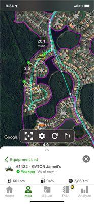 Mobile view of Operations Center map showing GPS speed