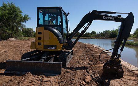 35G Excavator equipped with PC Series Plate Compactor